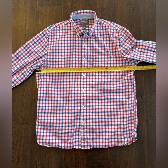 BONOBOS Standard Fit Pink Blue Checked Button‎ Down Size Large - Picture 9 of 10